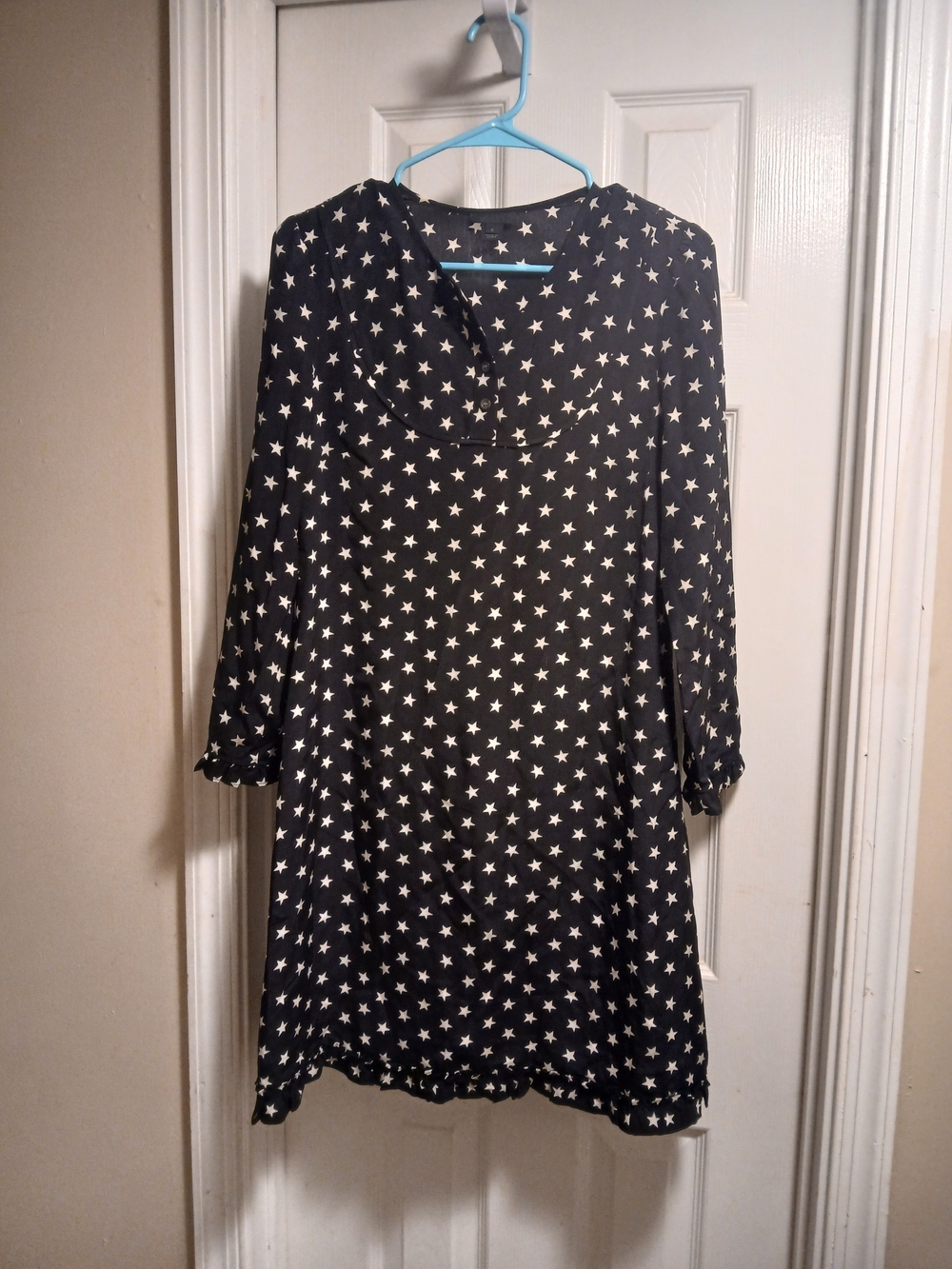 J.Crew Silk Black Stars print Long Sleeve Women's Dresssz XS